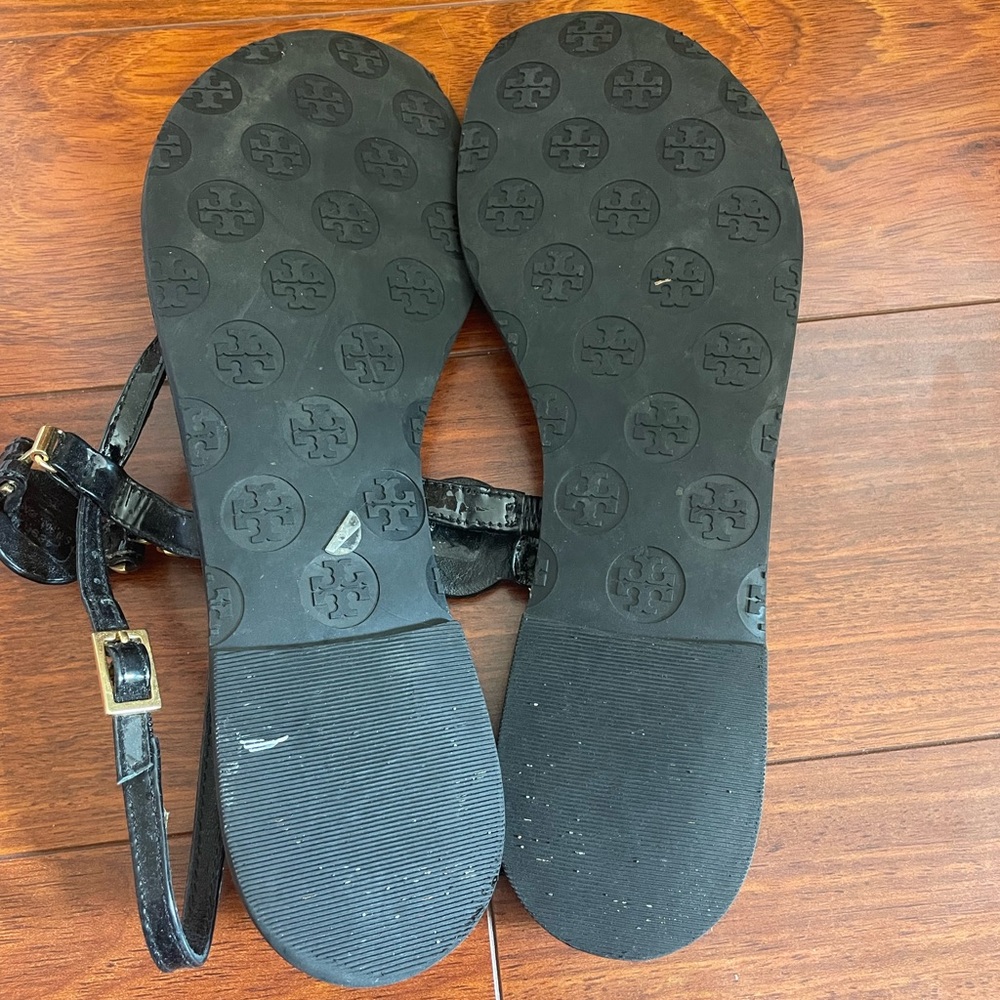 Tory Burch Black Parent Strappy Sandals Size 9 - Picture 2 of 8